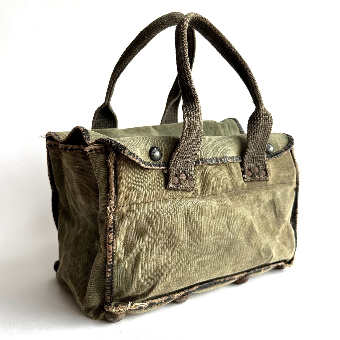 Vintage Military Olive Drab Canvas/Leather Supply Bag