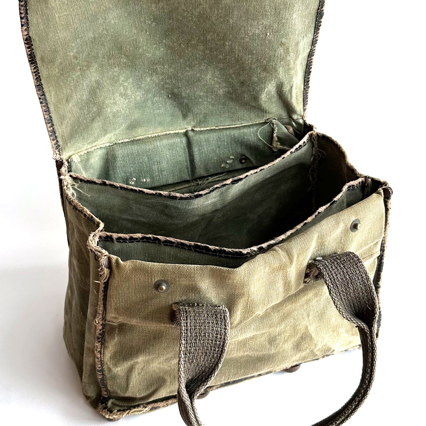 Vintage Military Olive Drab Canvas/Leather Supply Bag