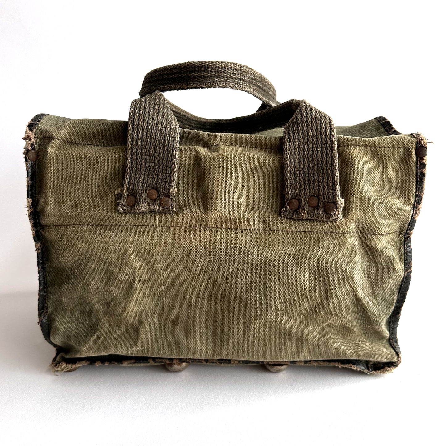 Vintage Military Olive Drab Canvas/Leather Supply Bag