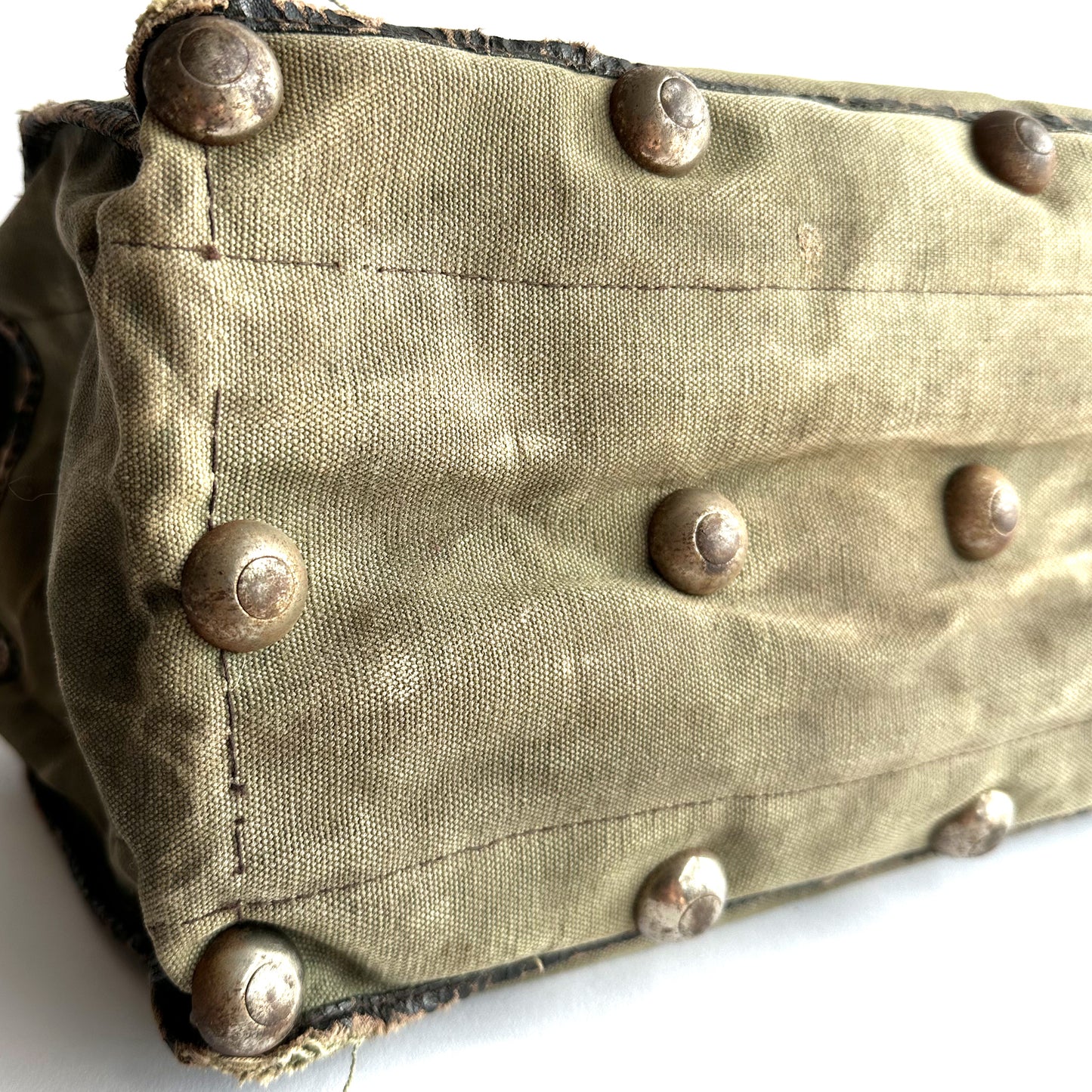 Vintage Military Olive Drab Canvas/Leather Supply Bag