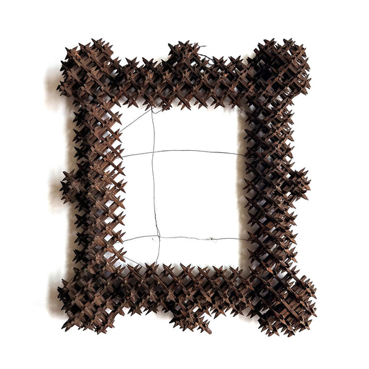1900's Large Wood Tramp Art Crown of Thorns Frame - 29" x 27"