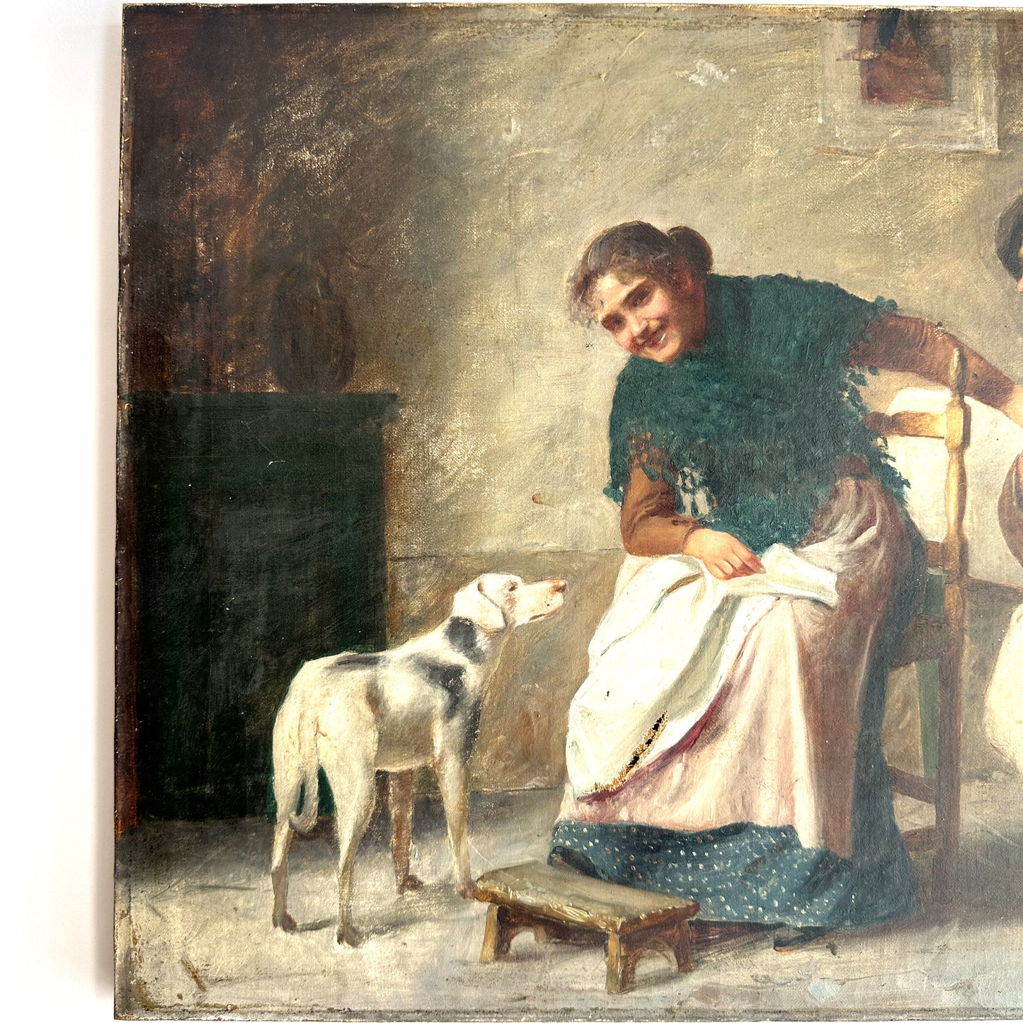 Late 19th Century Italian Oil Painting – Domestic Scene with Guitar Player