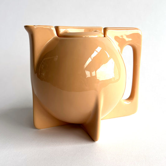 80's Sculptural Modernist Teapot in Nude Glaze
