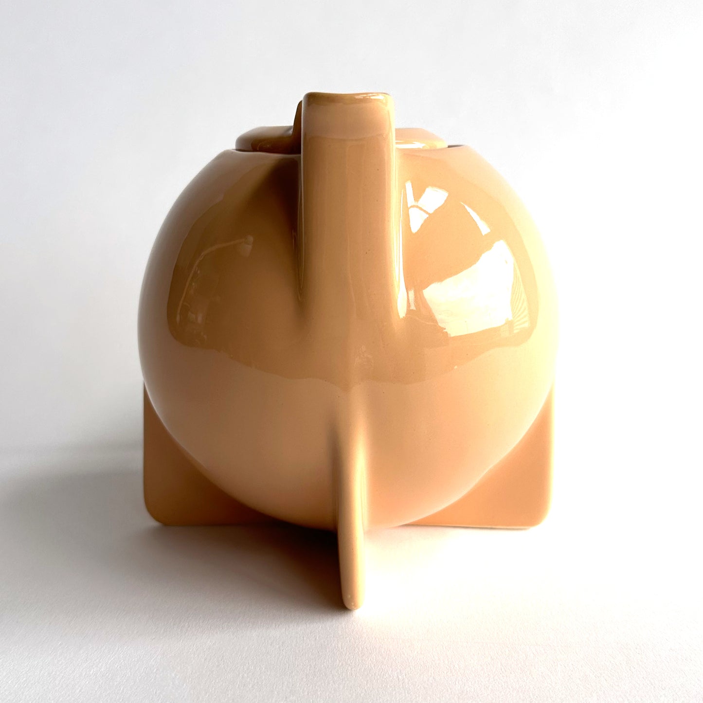 80's Sculptural Modernist Teapot in Nude Glaze
