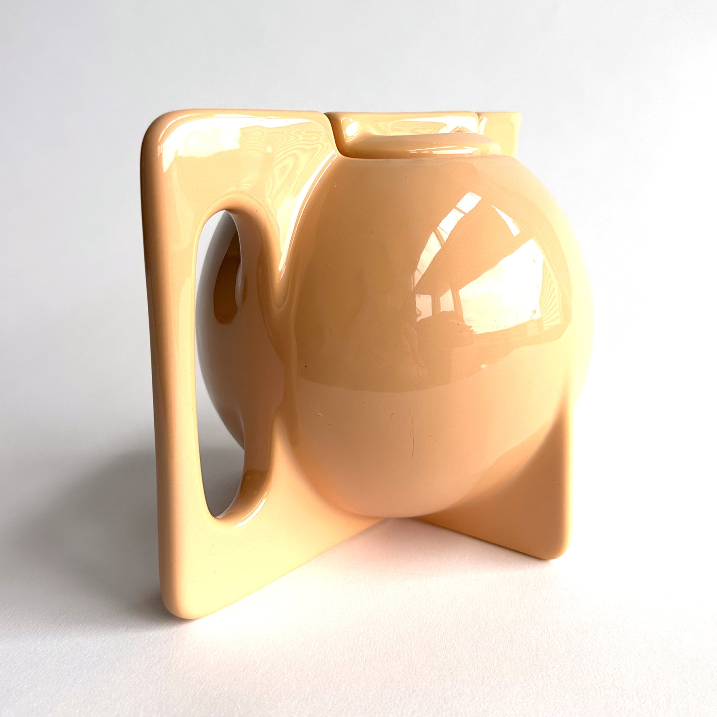 80's Sculptural Modernist Teapot in Nude Glaze
