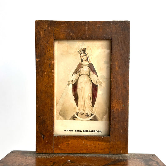 1800's Spanish Wooden Alms Box with Frame