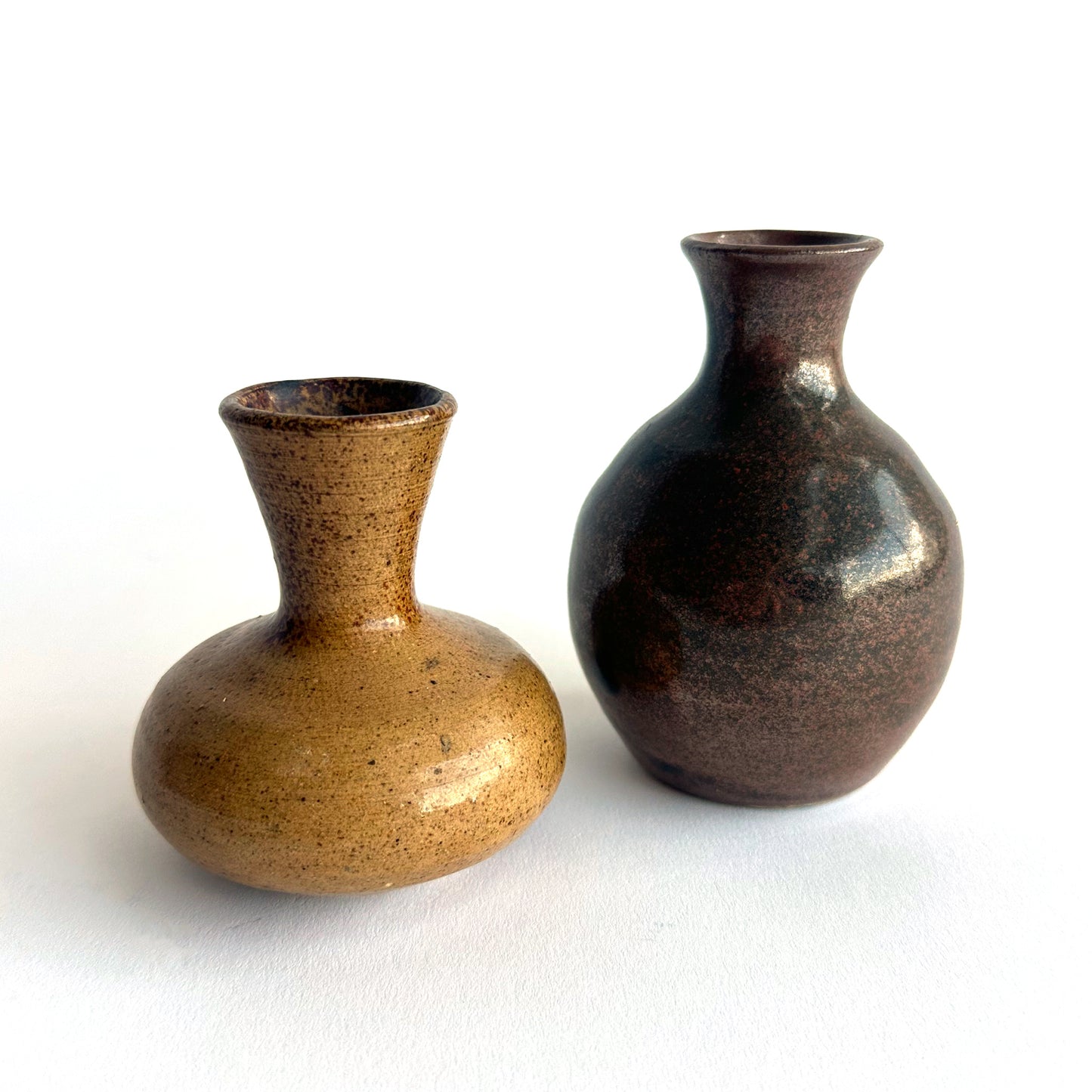 Pair of 1970's Speckled Lava Glaze Miniature Vases