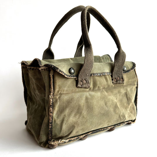 Vintage Military Olive Drab Canvas/Leather Supply Bag
