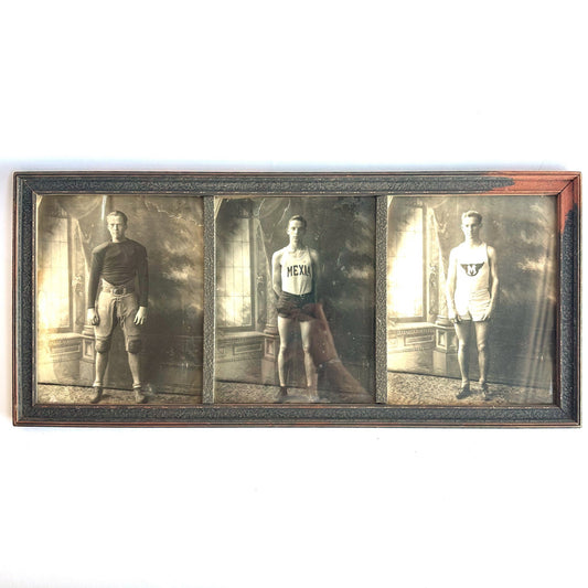 1920's Mexia Texas High School Family Trio Athletic Portraits