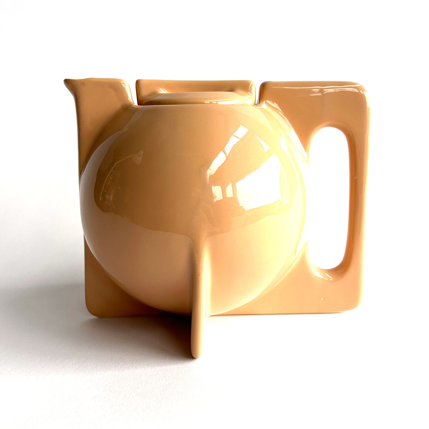 80's Sculptural Modernist Teapot in Nude Glaze