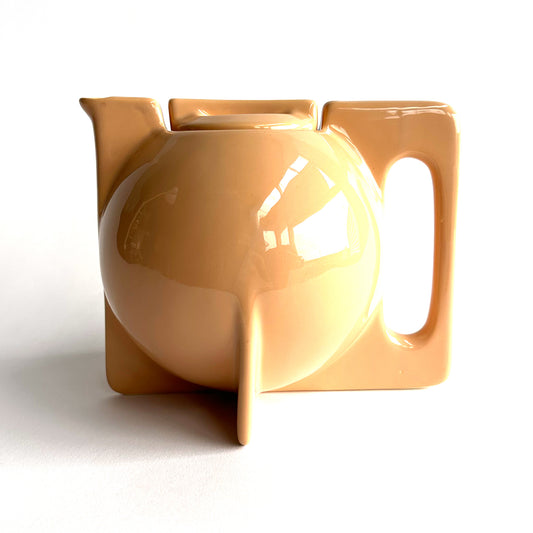 80's Sculptural Modernist Teapot in Nude Glaze