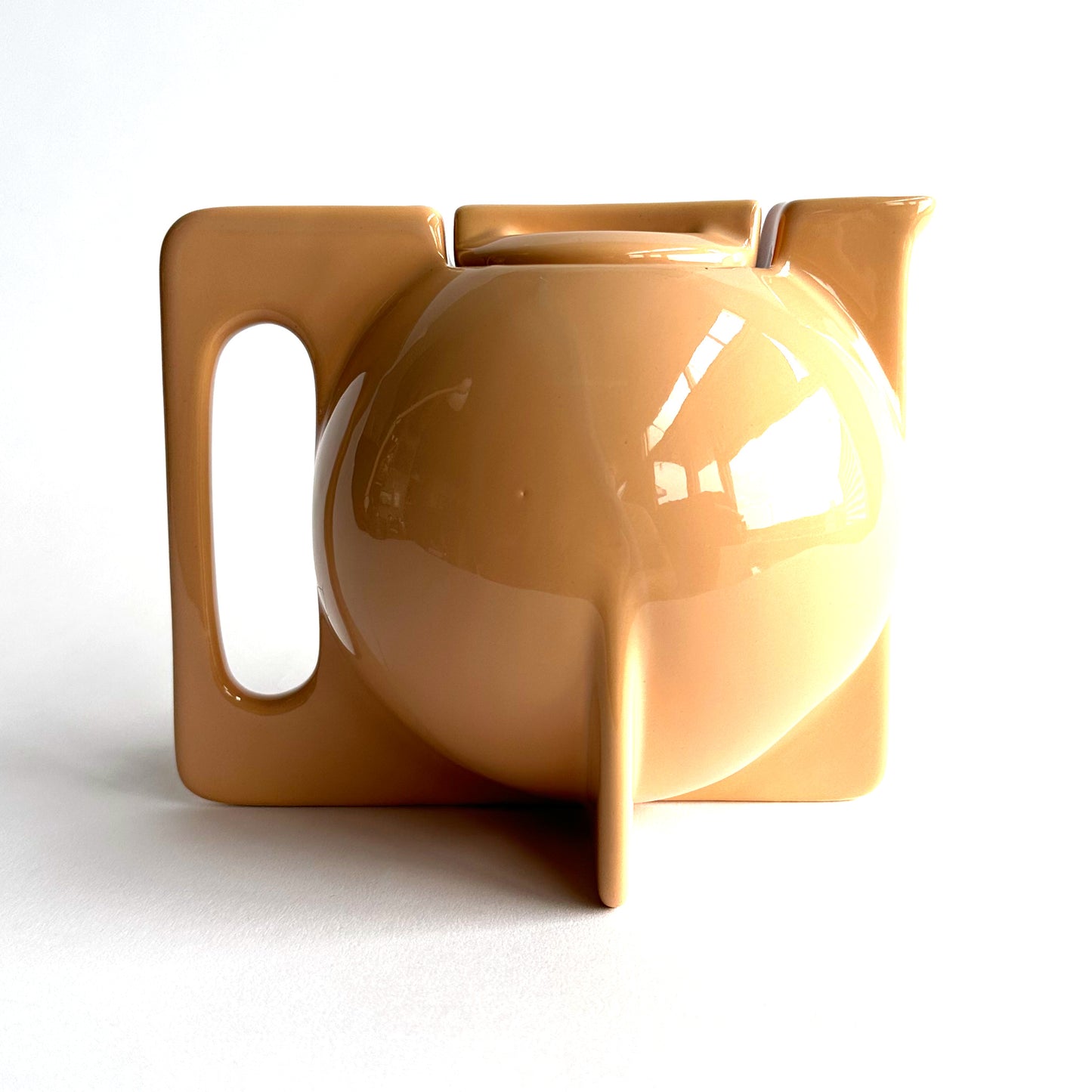80's Sculptural Modernist Teapot in Nude Glaze