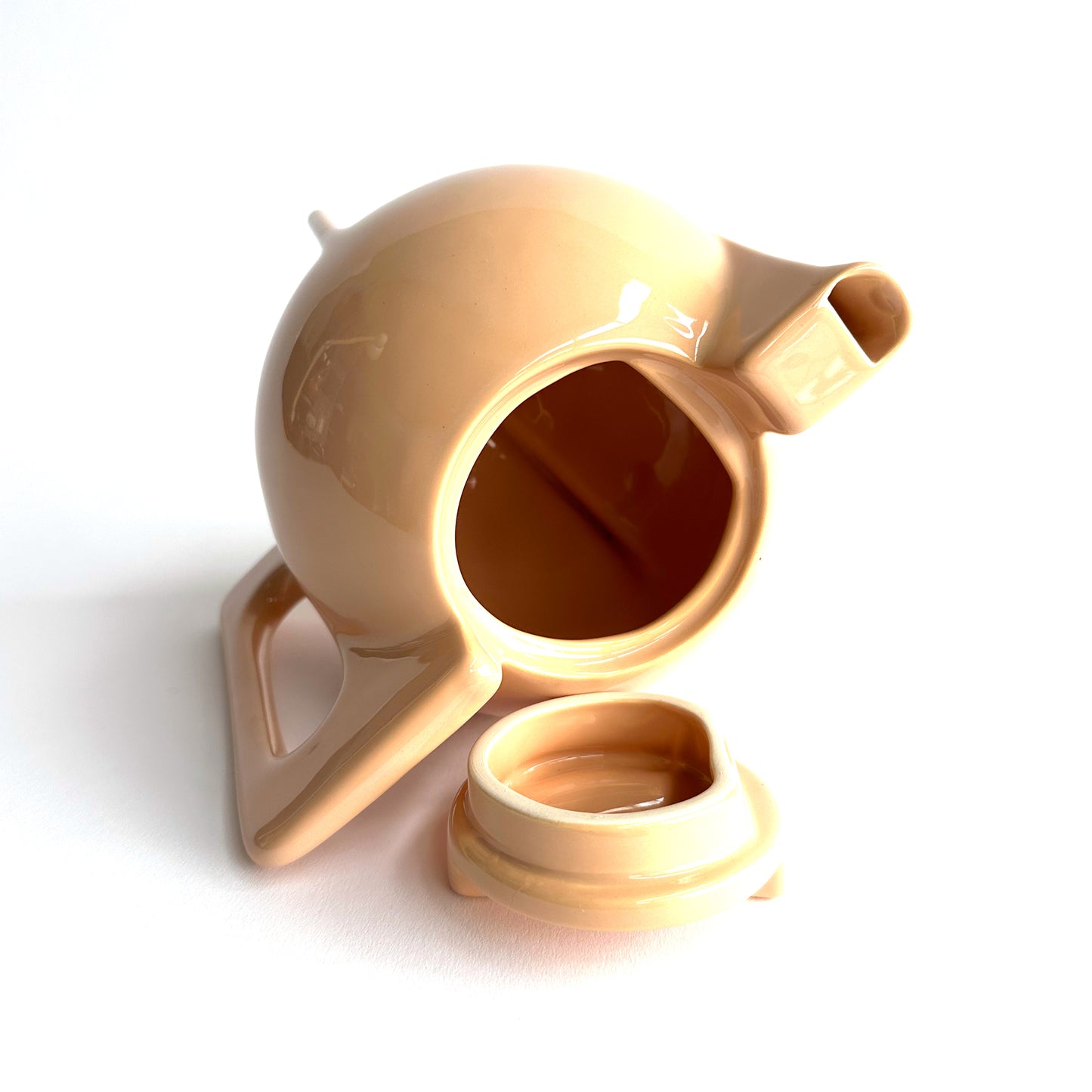 80's Sculptural Modernist Teapot in Nude Glaze